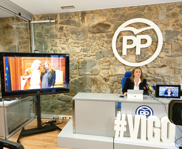 La presidenta del PP de Vigo, Luisa Sánchez, comparece para hablar de la 