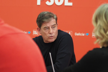 El secretario xeral del PSdeG, José Ramón Gómez Besteiro, en rueda de prensa.