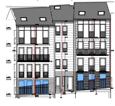 Diseño de la promoción de cinco viviendas de protección autonómica en la Rúa Alta, impulsadas por el Consorcio Casco Vello de Vigo.