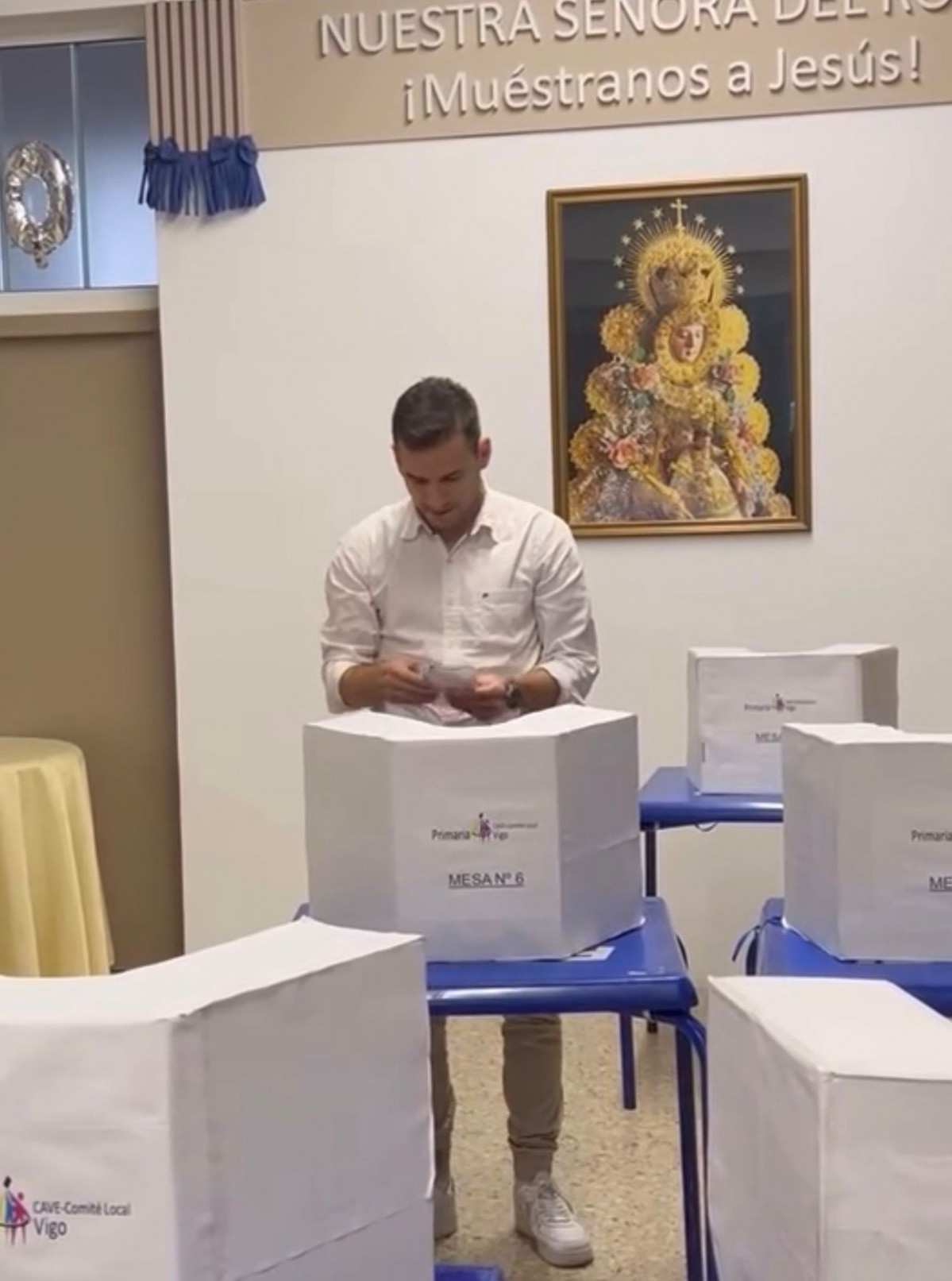 Douglas Morillo en Vigo durante las primarias para las elecciones de 2024