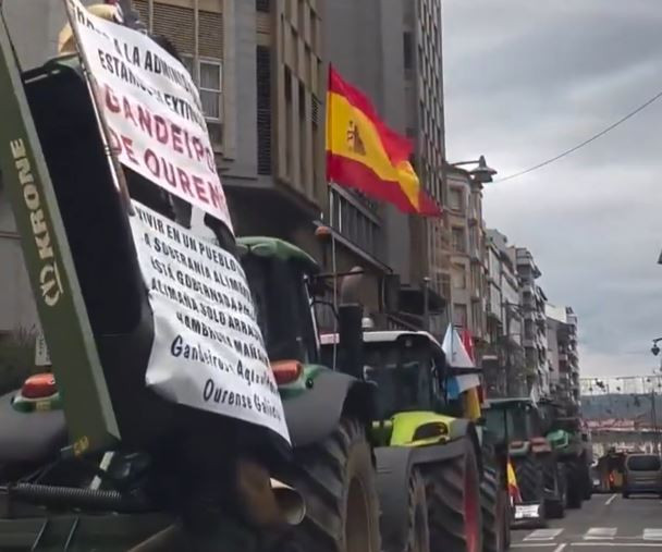 Tractorada en el centro de Ourense en una imagen de archivo