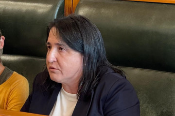 La concejala del PP de Santiago Yolanda Otero en un pleno del Ayuntamiento.