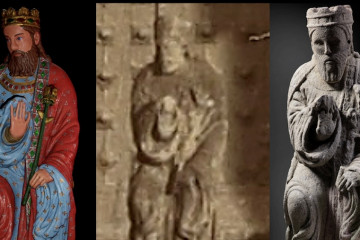 La pieza audivisual recupera las policromías originales de las esculturas, basándose en estudios de pigmentos y motivos decorativos de la primera policromía del Pórtico y en documentación compara