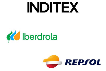 Archivo - Logo de Inditex, Iberdrola y Repsol