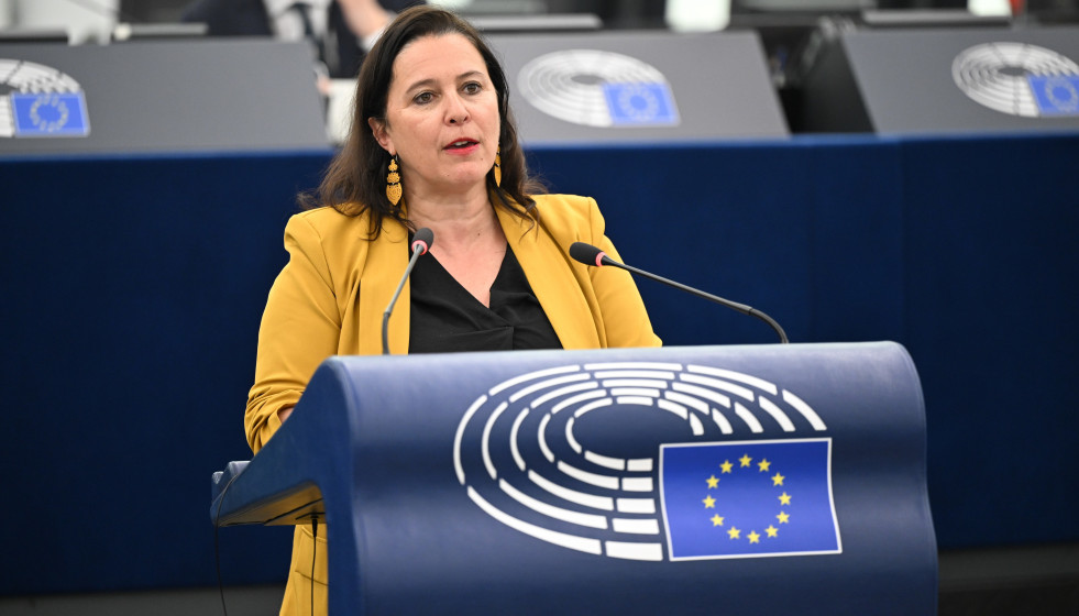 Archivo - La eurodiputada del BNG, Ana Miranda, durante su intervención en el Parlamento Europeo.