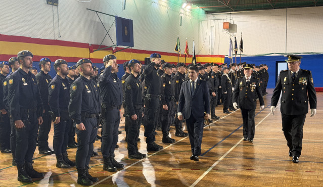 El delegado del Gobierno en Galicia, Pedro Blanco, asiste al acto conmemorativo de los 202 años de la Policía Nacional