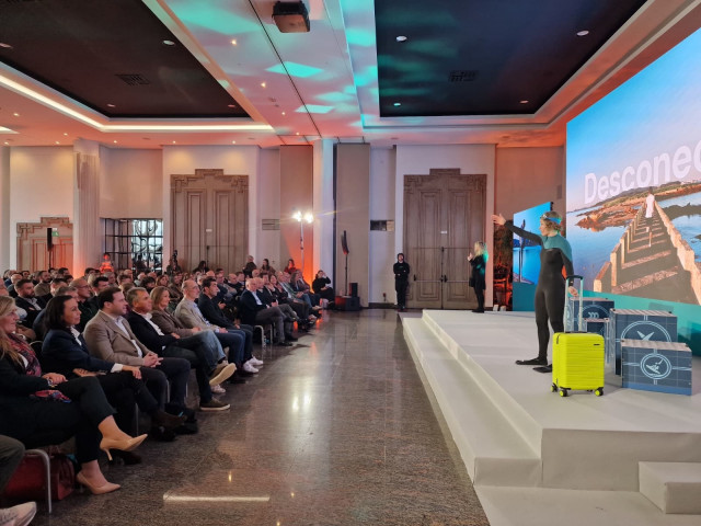 Marta Larralde en el acto de este jueves.