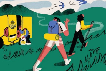 Una de las ilustraciones del calendario que Correos regala a los peregrinos que contraten servicios en la oficina principal de Santiago.