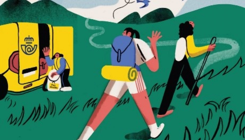 Una de las ilustraciones del calendario que Correos regala a los peregrinos que contraten servicios en la oficina principal de Santiago.