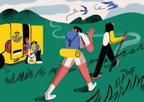 Una de las ilustraciones del calendario que Correos regala a los peregrinos que contraten servicios en la oficina principal de Santiago.