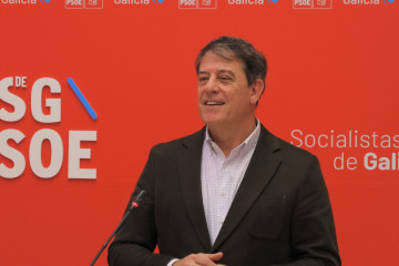 El secretario xeral del PSdeG, José Ramón Gómez Besteiro, en rueda de prensa