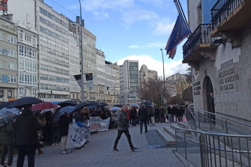 Protesta de pescadores ante la Delegación del Gobierno en A Coruña