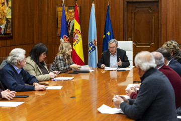 Reunión de la junta de Gobierno de la Diputación Ourense, liderada por su presidente, Luis Menor