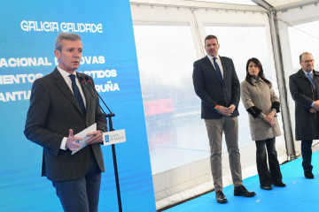 El presidente de la Xunta, Alfonso Rueda, durante un acto de vivienda en Santiago