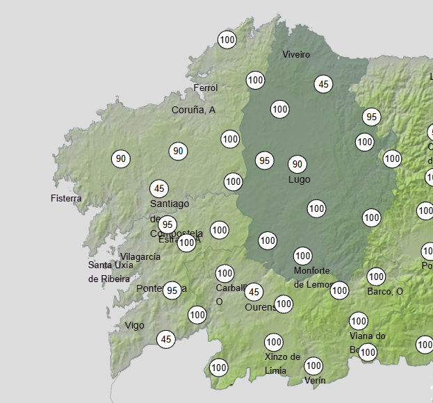 Probabilidad de nieve este viernes en Galicia segu00fan AEMET
