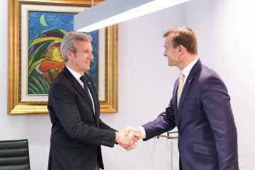 El presidente de la Xunta, Alfonso Rueda, se reúne con el CEO de MasOrange, Meinrad Spenger. Santiago de Compostela.