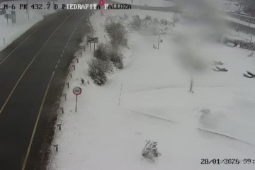 A-6 en Pedrafita do Cebreiro (Lugo), nevada, a 28 de enero de 2026