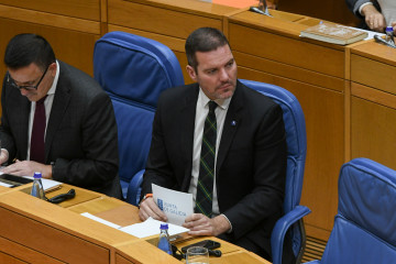 El conselleiro de Cultura, Lingua e Xuventude, José López Campos, interviene en el pleno del Parlamento de Galicia.