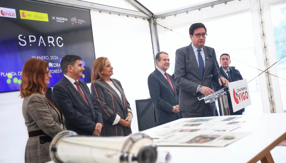 Óscar López esta mañana en Vigo.