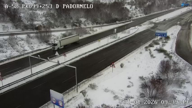 Nieve en la A-52, a 31 de enero de 2026.