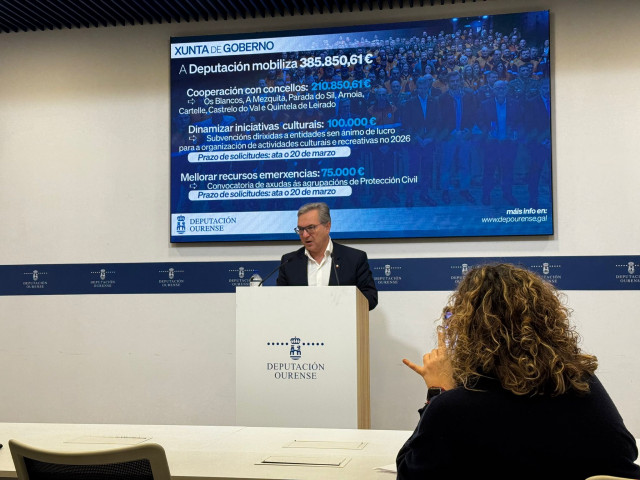 El presidente de la Diputación de Ourense, Luis Menor, da cuenta de los acuerrdos aprobados en la junta de Gobierno provincial