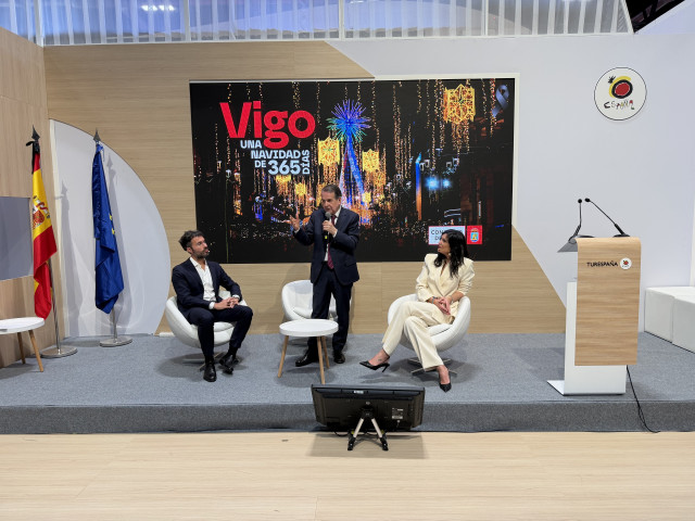 Abel Caballero durante la presentación de Vigo en Fitur.