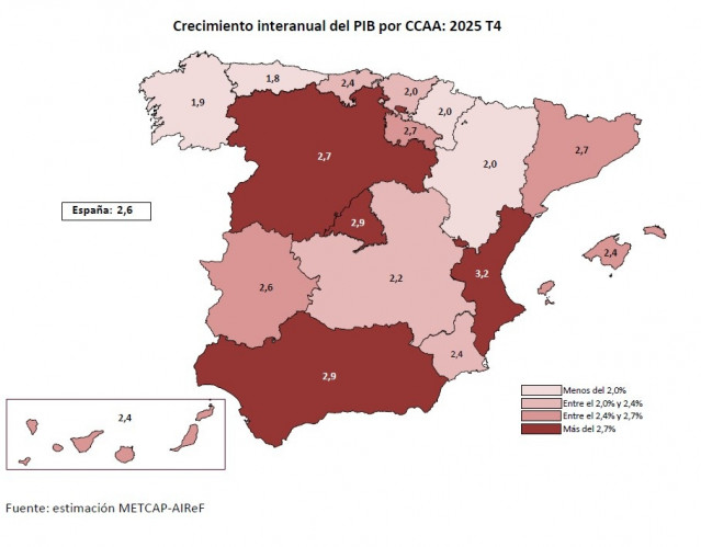 Mapa del PIB de las CC.AA.