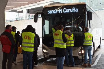 Archivo - Huelga de transporte de viajeros por carretera en la provincia de A Coruña