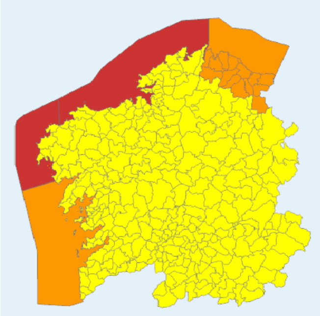 Alerta roja en el litoral el miércoles y AEMET avisa de nieve en cotas bajas el fin de semana