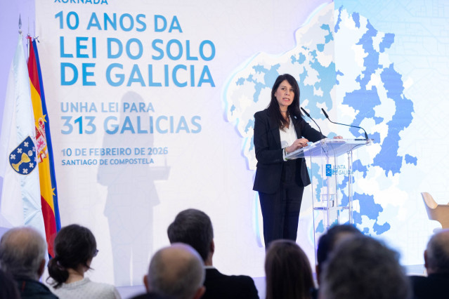 La conselleira de Vivenda e Infraestruturas, María Martínez Allegue, en la jornada '10 años da Lei do Solo de Galicia: una lei para 313 Galicias'.