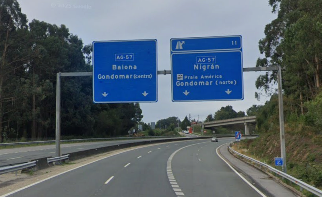 La AG 57 a su paso por Gondomar en una imagen de Google Street View
