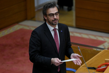 El conselleiro de Presidencia, Diego Calvo, en el pleno del Parlamento
