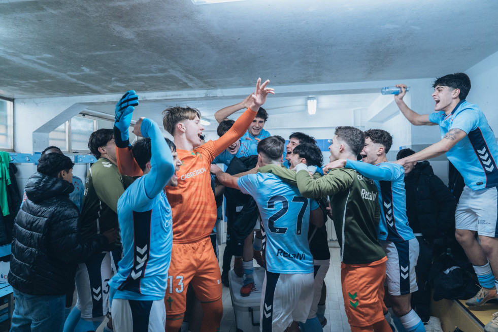 Los juveniles del Celta celebrando su claficación para la fase final de la Copa del Rey