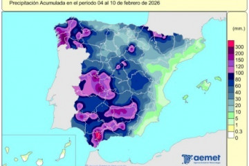 España registra 429 l/m2 de lluvias acumuladas desde el 1 de octubre, un 38% más de lo habitual.