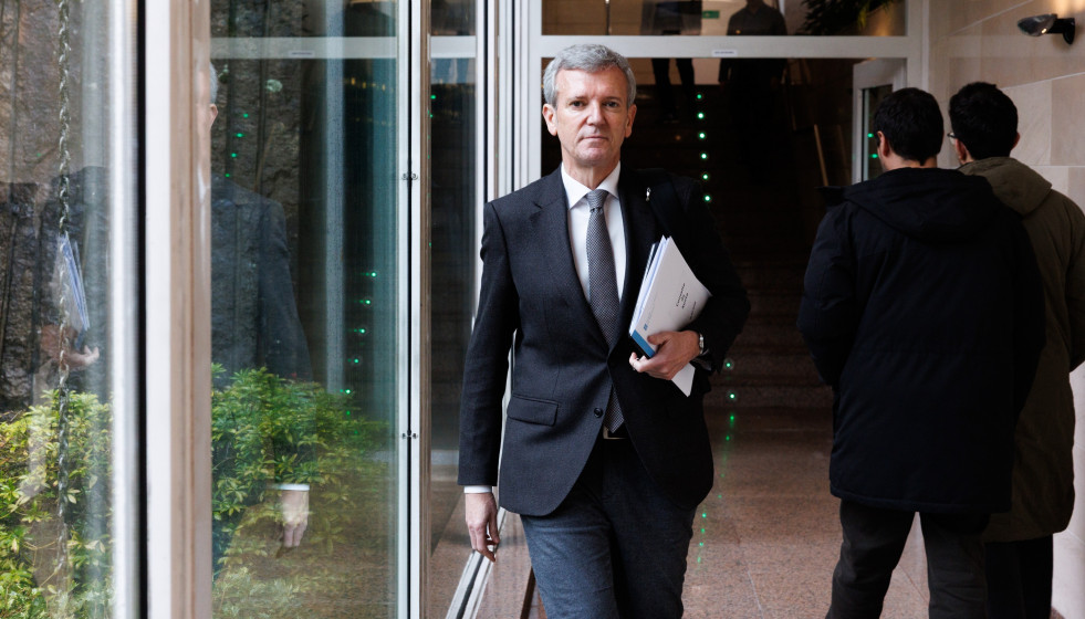 O titular do Executivo galego, Alfonso Rueda, preside a reunión do Consello da Xunta. Sala do Consello, 16/02/26.