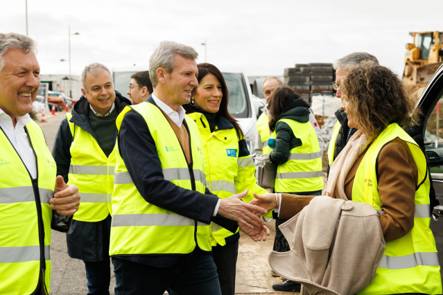 Alfonso Rueda esta mañana en Sanxenxo.