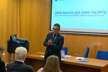 El conselleiro este martes en Valga.