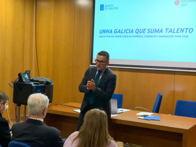 El conselleiro este martes en Valga.