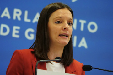 La viceportavoz parlamentaria del BNG, Olalla Rodil, en rueda de prensa