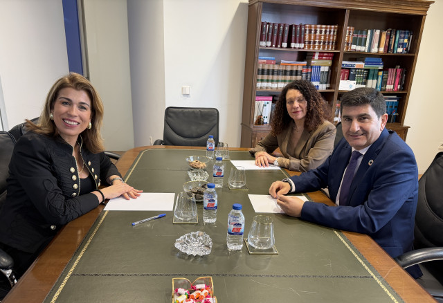 El delegado del Gobierno en Galicia, Pedro Blanco, se reúne con la presidenta de la Audiencia Provincial de Lugo, Sandra Piñeiro.