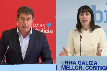 El secretario xeral del PSdeG, José Ramón Gómez Besteiro, y la portavoz nacional del BNG, Ana Pontón, a 20 de febrero de 2026.