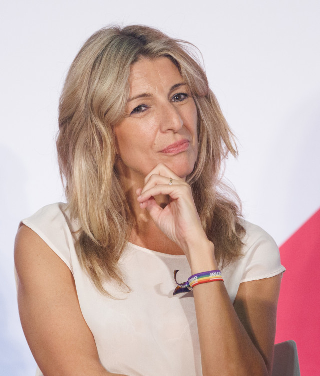 Archivo - La vicepresidenta segunda, ministra de Trabajo y Economía Social y líder de Sumar, Yolanda Díaz, participa en un acto de precampaña electoral, en el Palacio de Congresos de Toledo, a 2 de julio de 2023, en Toledo, Castilla-La Mancha (España). Yo
