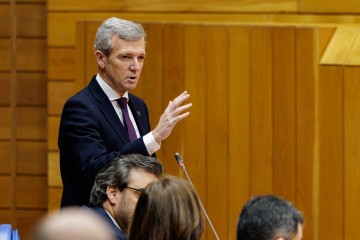 El presidente de la Xunta, Alfonso Rueda, en la sesión de control del Parlamento de Galicia