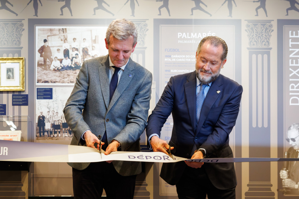 Rueda y Escotet inagurando el museo del Deportivo