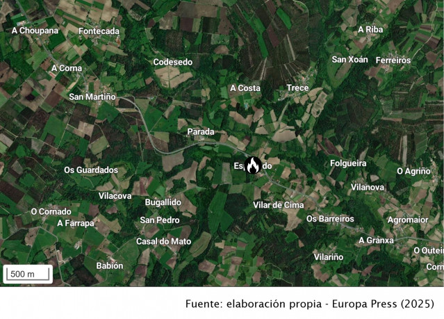 Mapa del lugar del incendio