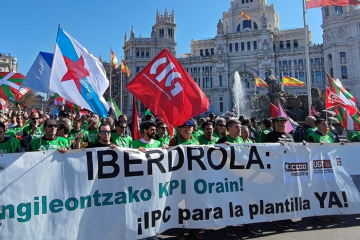 Protesta de trabajadores de Iberdrola en Madrid en una foto remitida por CI
