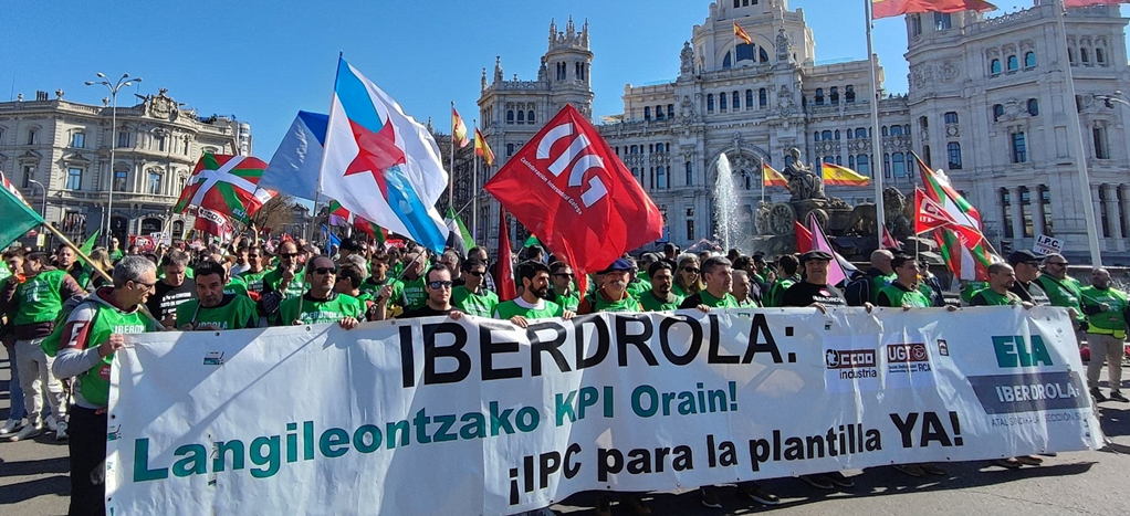 Protesta de trabajadores de Iberdrola en Madrid en una foto remitida por CI