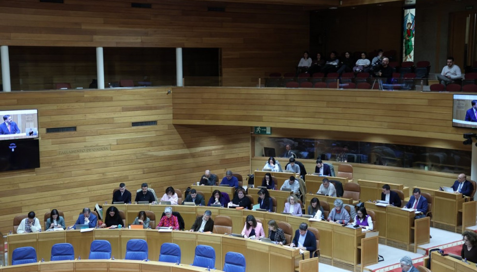 Bancada del BNG durante un pleno del Parlamento de Galicia.