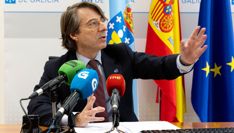 El conselleiro de Facenda, Miguel Corgos, en rueda de prensa