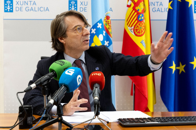 El conselleiro de Facenda, Miguel Corgos, en rueda de prensa